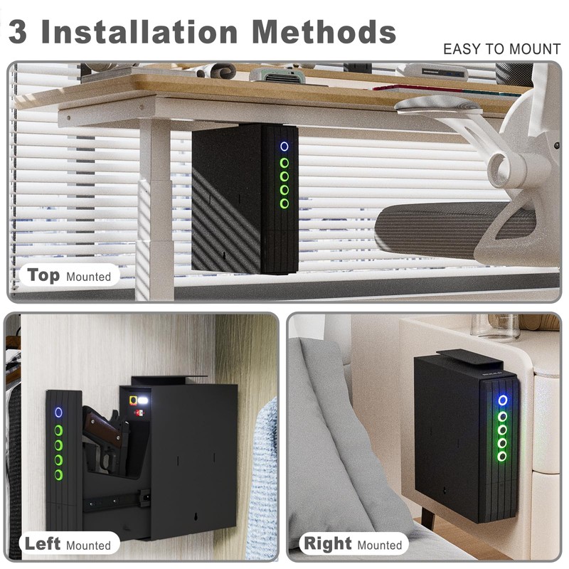 SOULYI Biometric Gun Safe for Handgun, 3 Way Quick Access
