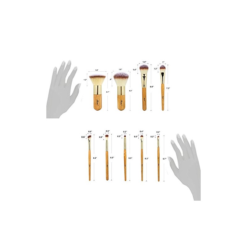 Matto 9-Piece Bamboo Makeup Brush Set with Travel Bag