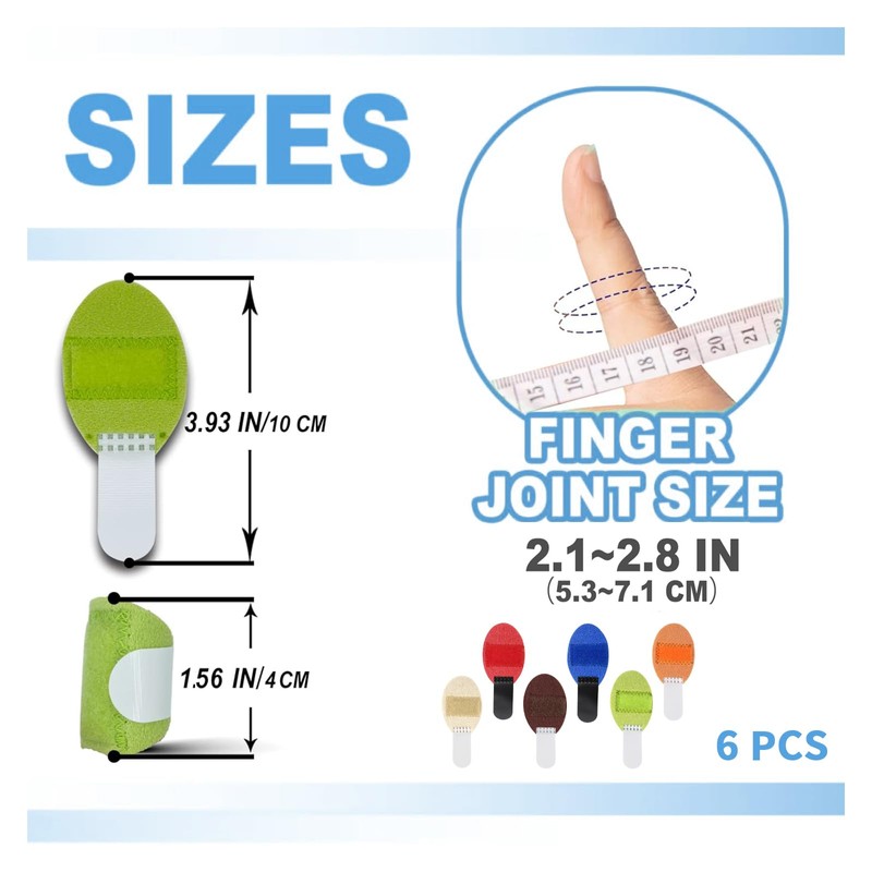 Tavvke 6 Pcs Trigger Finger Splints, Adjustable Single Straps Finger
