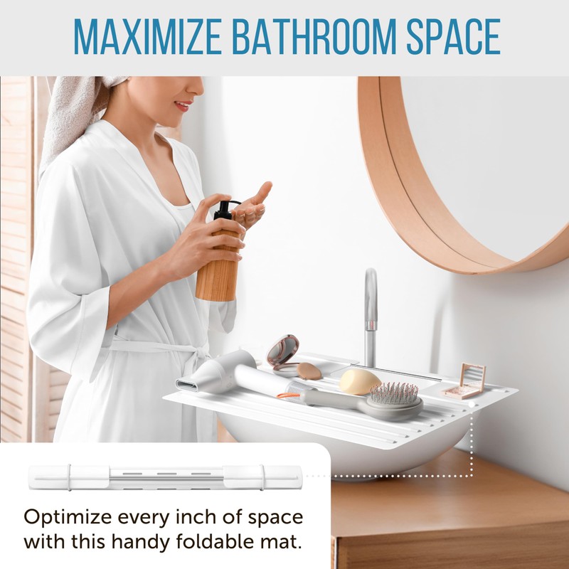 Bathroom Sink Cover for Counter Space, Heat Resistant Silicone Mat