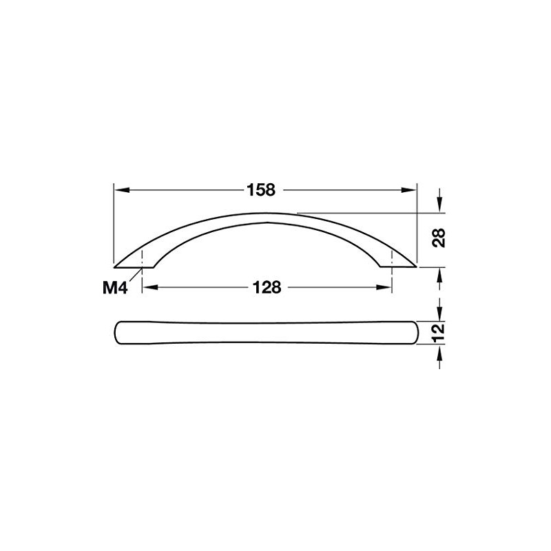 Gedotec Cabinet Handle Black Furniture Handle 128 mm Bow Handle