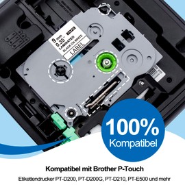 Compatible with Brother P-Touch Tapes 9 mm x 8 m TZe-221 TZe-121 TZe-421 TZe-521 TZe-621 TZe-721 TZe P Touch Label Tape for Brother Label Maker Ptouch PH-H105 H110R D400 P700
