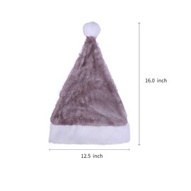 Plush Santa Hat Multicolor Christmas Hair Cap Decorations Unisex Velvet Fabric Hat Festival Costume Cosplay (Gray)