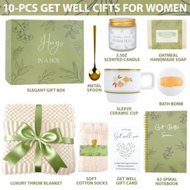 Get Well Soon Gifts Set for Women Sympathy Gift Baskets for Loss of Loved One,Feel Better Inspirational Thinking of You Gift for Wife/Sister/Friend/Mom (Beige)