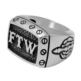 enhong FTW Rings for Men,Mens Biker Motorcycle Ring,Vintage Large Chunky Outlaw Stainless Steel Jewlry Size 7-15, Metal, No Gemstone