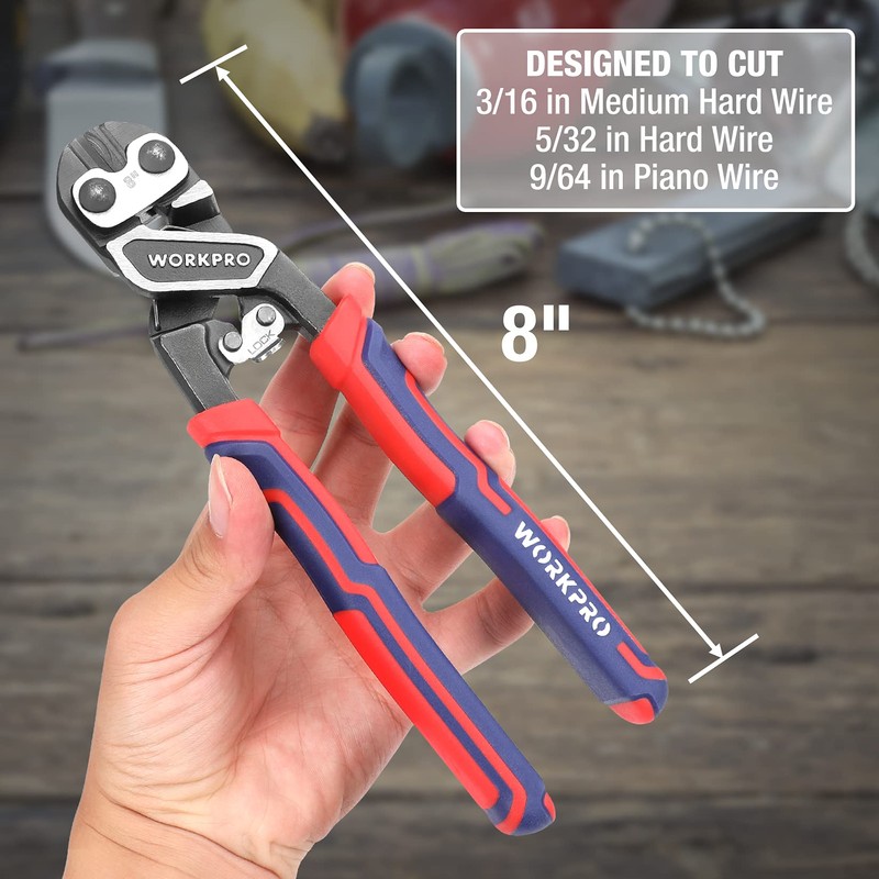 WORKPRO 8" Mini Bolt Cutter, Heavy Duty Wire Cutters with