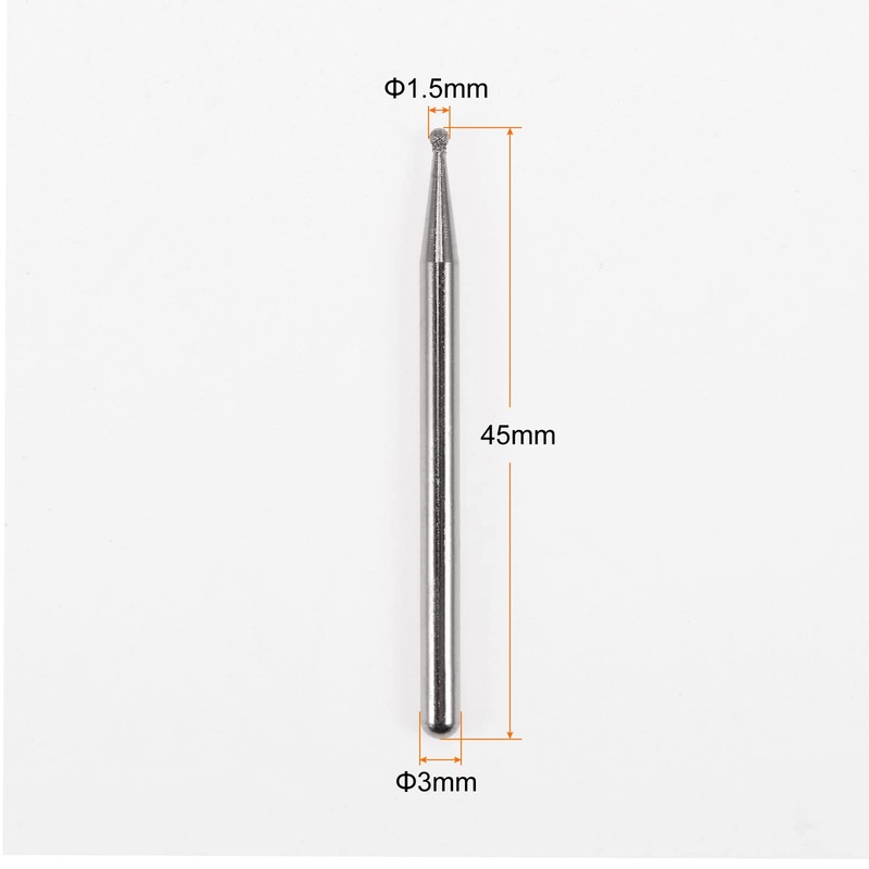 sourcing map 30pcs Diamond Grinding Burrs Carving Bits 1.5mm Ball