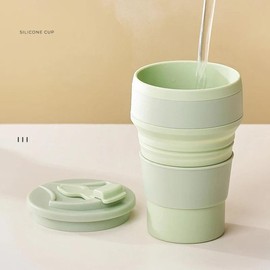 Reusable Silicone Folding Tumbler - Color: Green 350ML