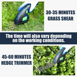 ZEITE 7.2V Grass Shear & Shrubbery Trimmer, 2-in-1 Cordless Grass Cutter and Mini Hedge Trimmer, Rechargeable Li-ion Battery and Charger,Long Handle,Versatile Garden Tool for Grass & Bush Trimming