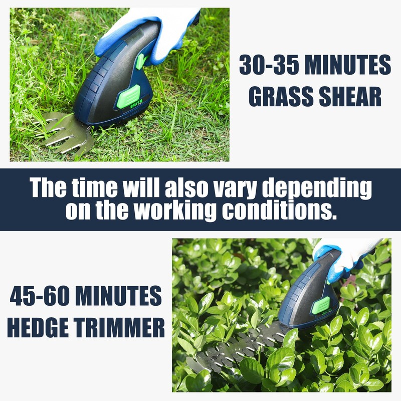 ZEITE 7.2V Grass Shear & Shrubbery Trimmer, 2-in-1 Cordless Grass