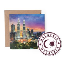 1 x Greeting Card & Vinyl Sticker Set - Malaysia Skyscraper Asia Travel Holiday Landmark Map Flag City Friend Girls Boys Scrapbook #79944
