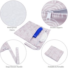 FenFang Wetbag Nursery, Pack of 2 Wet Bags, Nappy Bag, Cloth Nappies, Wet Bag, Organiser Bag, Changing Bag, Waterproof Reusable, gray, Bag organiser