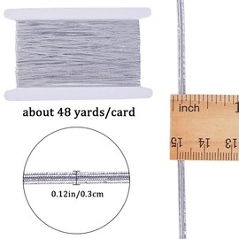 GORGECRAFT 48 Yard 3mm Flaches Hellgraues Elastisches Band Glitzerndes Metallisches Elastisches Kordelband Geflochtenes Elastisches Strickschnurband Zum Nähen Basteln Rockbund Kleiderherstellung