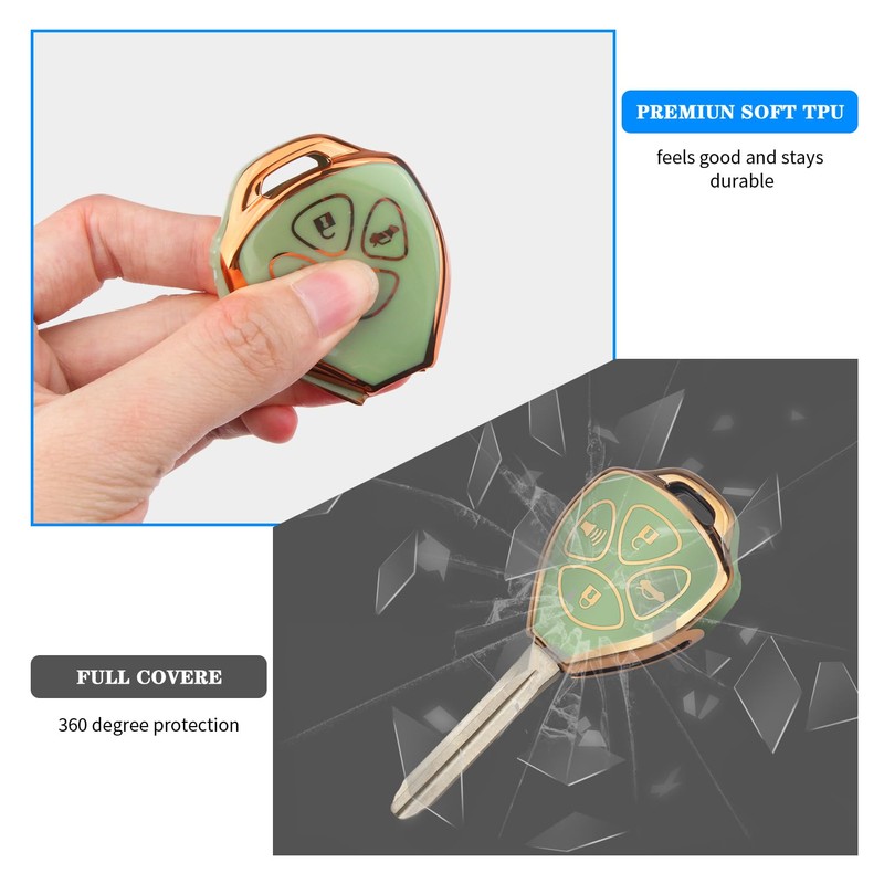 QBUC for Toyota Key Fob Cover with Keychain,Compatible with Toyota