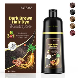 KAISASA Black Hair Dye Shampoo 3 in 1 Hair Color Shampoo for Women Men Natural Black Hair Color to Cover Grey Hair (Dark Brown)