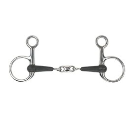 Shires Equikind+ Hanging Cheek Peanut Link Horse Bit in Black 5", Black