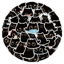 Pack of 40 Cute Cat Stickers for Laptop, Waterproof Vinyl Stickers, Decals Gift for Children, Teens, Girls, Adults, Kawaii Animal Stickers for Water Bottles, Skateboard, Luggage, Graffiti (A)