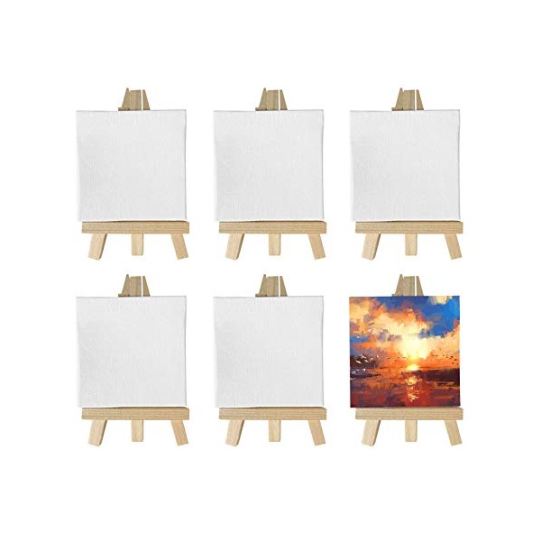 XGzhsa Mini Canvas Easel Set, Wooden Easel, 6 Pieces Small