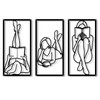 ARTINME 3 Pieces Abstract Woman Wall Art,Black Metal Minimalist Line