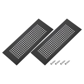 PATIKIL 8 x 3 Inch Door Air Vent Cover, 2 Pcs Aluminum Grille Ventilation Cover Louvered Diamond Hole with Mounting Screws for Cabinet Wardrobe Door, Black