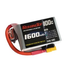 RoaringTop LiPo Battery Pack 100C 1600mAh 4S 14.8V with XT60 Plug for RC Car Boat Truck Heli Airplane