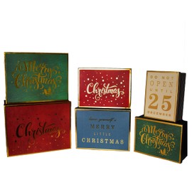 ALEF Elegant Decorative Holiday Themed Nesting Gift Boxes - 6 Boxes- Nesting Boxes Beautifully Themed and Decorated - Perfect for Gifts or Simple Decoration! (Merry Christmas)