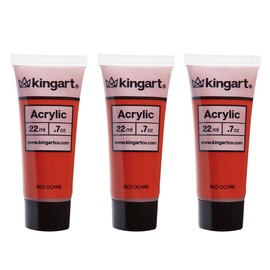 KINGART 500-115 PRO Artist Quality RED OCHRE Acrylic Paint, 22ml (0.74oz) Tubes, 3 Pack - Set (66ml Total), Red Ochre