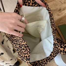 Modern Leopard Print Crossbody Bag Stylish Canvas Shoulder Bag for Women Versatile Cloth Tote (Yellow)