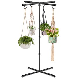 OugeWood Plant Hanger Indoor, 59" Tall Hanging Plant Stand Heavy Duty Metal Indoor Plant Hanger Stand Hanging Plant Holder with 8 Hooks Hanging Planters for Indoor Plants Bedroom Living Room Balcony