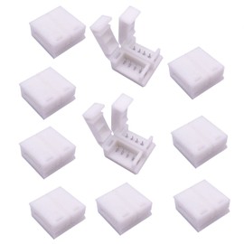 LitaElek 10pcs 4 Pin Solderless Waterproof RGB LED Strip to Strip Connector RGB Flex LED Ribbon LED Rope LED Tape Light Gapless Adapter for 10mm Wide Waterproof SMD 5050 RGB Flexible LED Strip Light