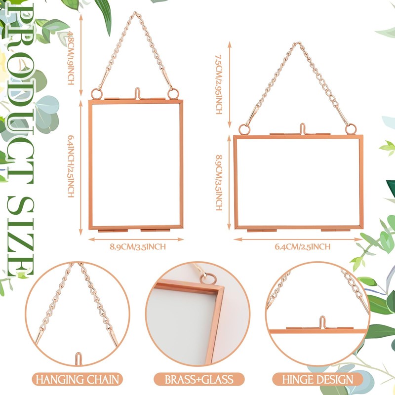 Kigley Double Glass Frame for Pressed Flowers Floating Hanging Photo
