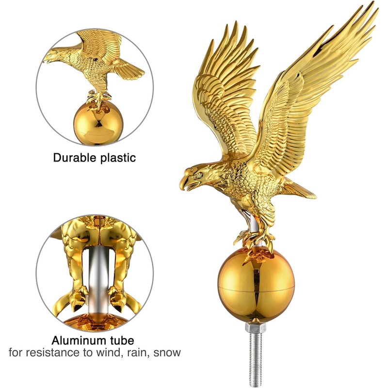 HeyJiaYu Eagle 14" Flagpole Topper for 20ft,25ft,30Ft Telescopic Flagpoles, Flag