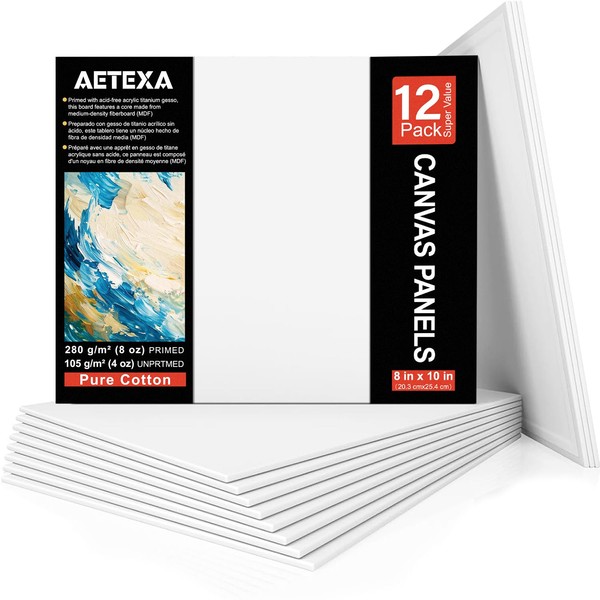 AETEXA Canvases for Painting 8x10 Inches, Canvas Bulk Pack of