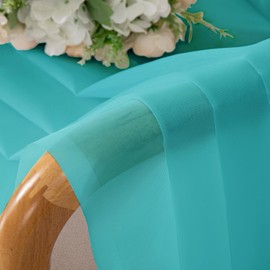 Chyhomenyc - Cortinas traslúcidas de color turquesa de 54 pulgadas de largo, 2 paneles, cortinas cortas de gasa con bolsillo para barra de luz, cortinas cortas para sala de estar, recámara, ventanas