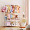 ZHKINGGS Kids Clothing Rack with 2-Layer Storage Shelf and 2