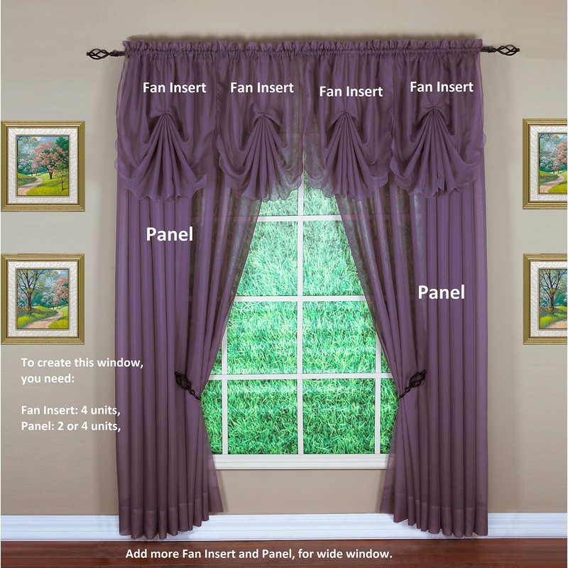 Today's Curtain Emelia Original Voile Fan Insert, Amethyst, 30" W