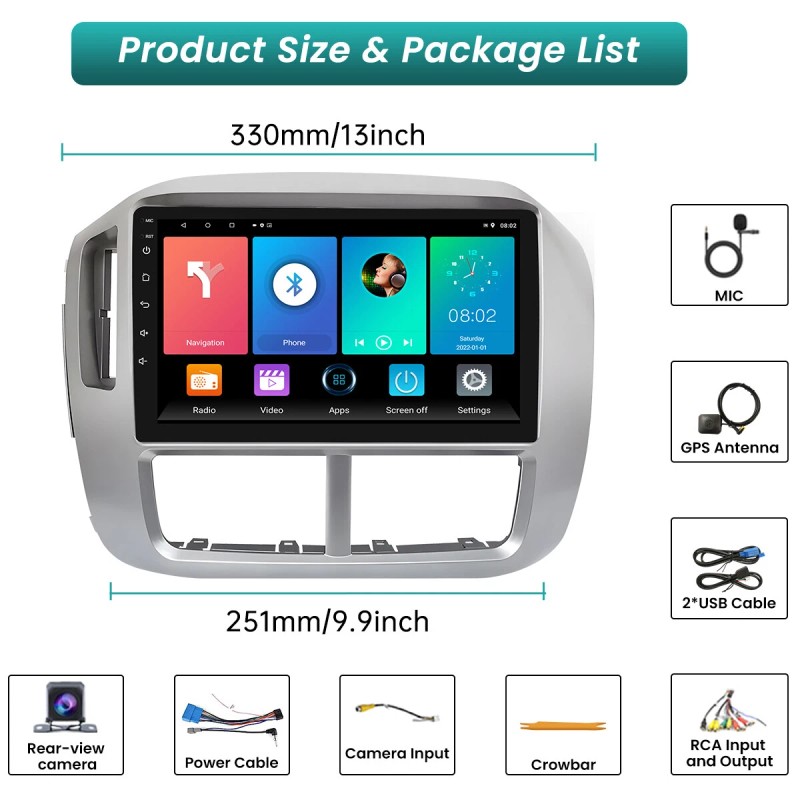 Unbranded For Honda Pilot 2006-2008 Android 12 Apple Carplay Car
