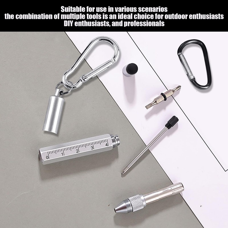 HDGSAFD 3 Multifunction Tool Pens, 2 Carabiner Hooks, Ruler Pen,