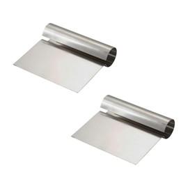 Soro Essentials- 5-1/4" x 4-1/4" Stainless Steel Dough Scraper Set of 2- Multi-Purpose Stainless Steel Dough Pastry Scraper Cutter Chopper Dough Cutter Pizza Cutter for Home Kitchen Restaurants