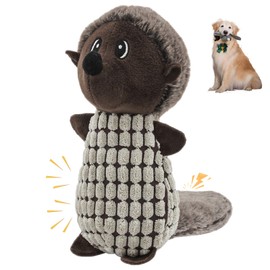 belieonu Crinkle Dog Squeaky Plush Toys Stuffing Cute Puppy Stuffless Tough Rop Pull Toy, Fun Dog Stuffed Animals Durable Chew Set for Small Medium Large Pup, Dark Brown Squirrel