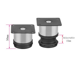 Adjustable Legs, Cabinet Legs, Thick Table Legs, Furniture Legs, Brushed Stainless Steel, Adjustable Height 0-15 mm, Come with Stainless Steel Screws