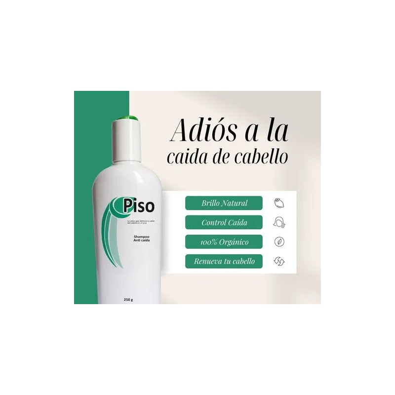 Shampoo Piso Anti Caída, Crecimiento Cabello, 100% Natural