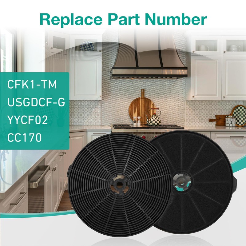 2 Pack CFK1-TM Range Hood Charcoal Filter Compatible with Tieasy