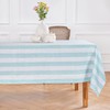 Solino Home Stripe Linen Tablecloth - Aqua and White, 100%
