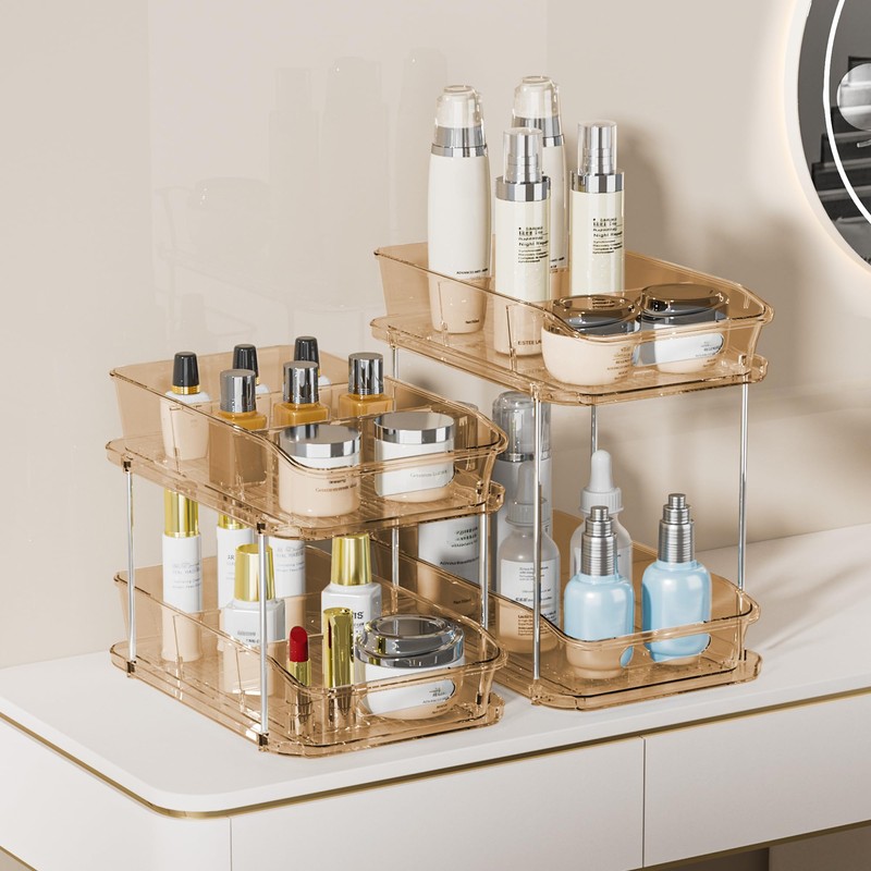 Delamu 2-Tier Under Sink Organizers and Storage, Multi-Purpose Stackable Bathroom