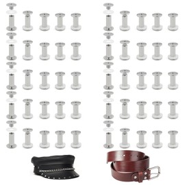 MABAHON 50 Set Leather Rivets Chicago Button Binding Screws Metal Rivet M5 x 12mm Leather Screws Fasteners Set Screw for Belt Repair Scrapbook Photo Bookbinding (Silver)