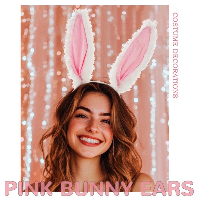 Pink Bunny Ears Furry Rabbit Ears Cute Fluffy Easter Bunny