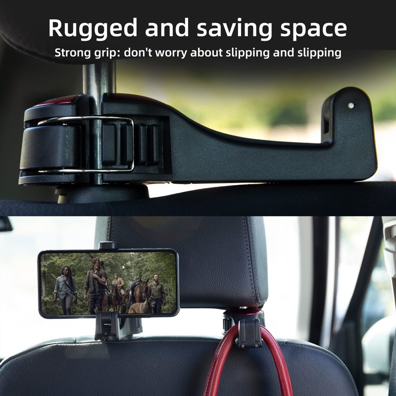 Amooca Car Seat Hooks for Purses and Bags with Phone