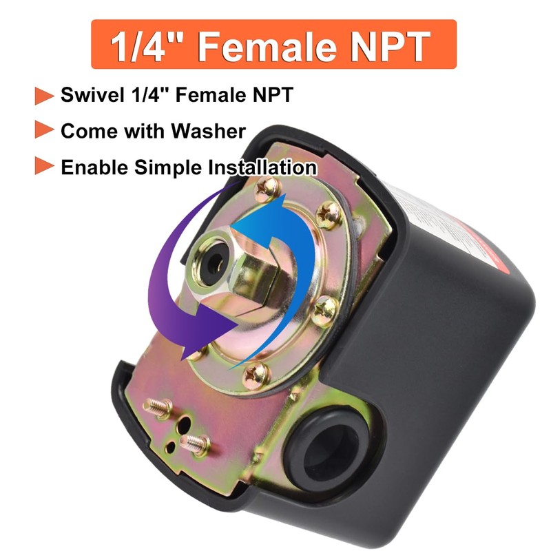 40-60PSI Water Pressure Switch for Well Pump, Heavy Duty 110V