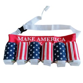 Sanseenia Beer Belt,Fourth of July American Patriotic Beer Gift for Men,6 Pack Unisex Beer Holster,Beverage Beer Soda Bottle Belt Holder,Beer Accessories for White Elephant Party Festival (Style 2)